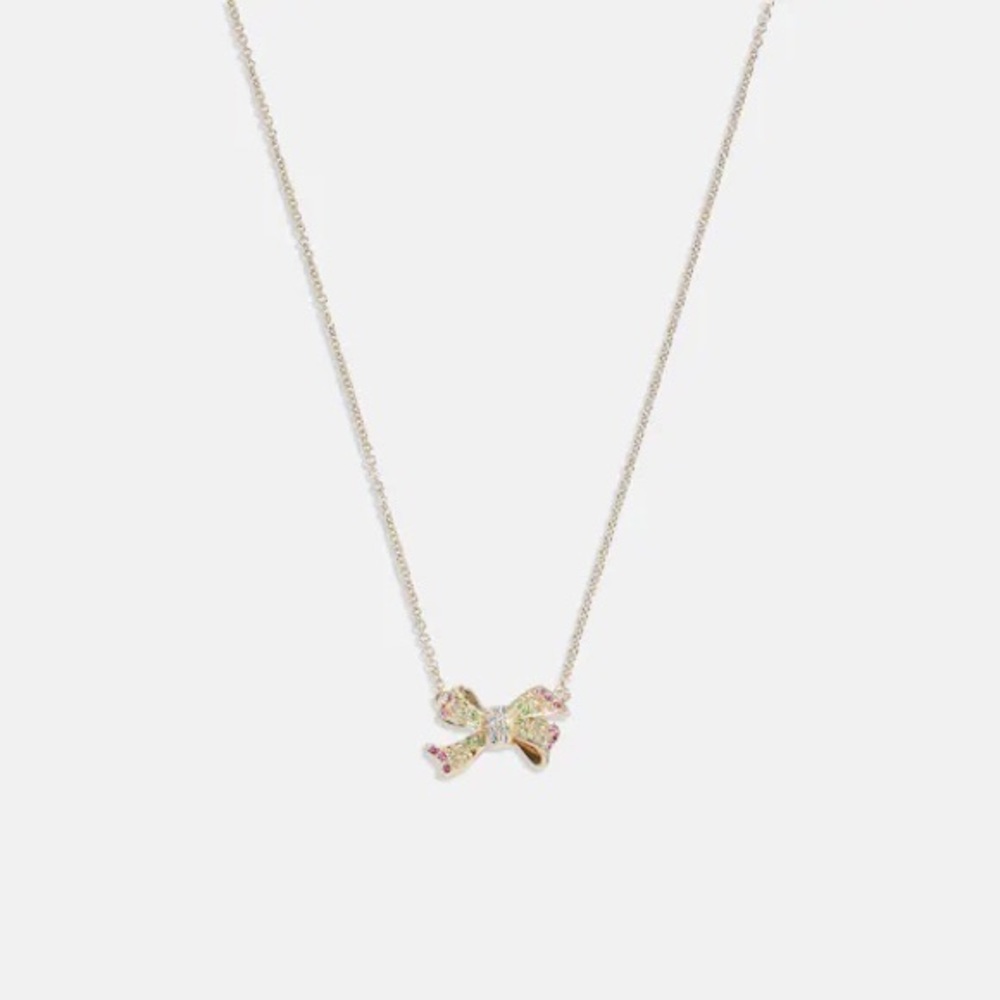 Coach Pave Bow Pendant Necklace